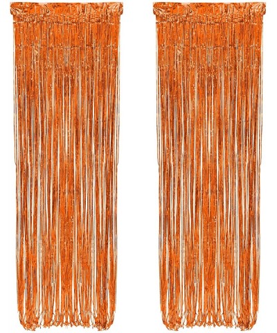 Decorative Tinsel Foil Metallic Fringe Party Door Window Curtains - 3 Feet Wide X 10 Feet Long (2- Orange) - Orange - CD18YHO...