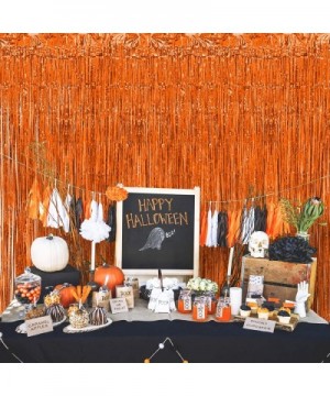 Decorative Tinsel Foil Metallic Fringe Party Door Window Curtains - 3 Feet Wide X 10 Feet Long (2- Orange) - Orange - CD18YHO...