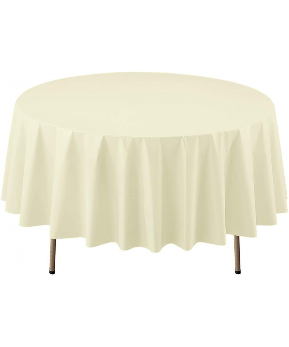 Heavy Duty 84" Round Plastic Table Cover Available in 22 Colors- Ivory - Ivory - CH11015PSG7 $7.83 Tablecovers