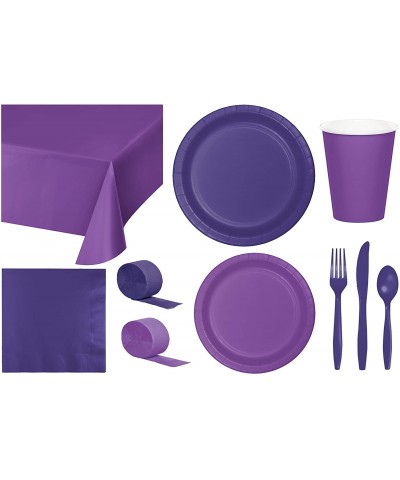 Party Bundle Bulk- Tableware for 24 People Amethyst and Purple- 2 Size Plates Napkins- Paper Cups Tablecovers and Cutlery- Bo...