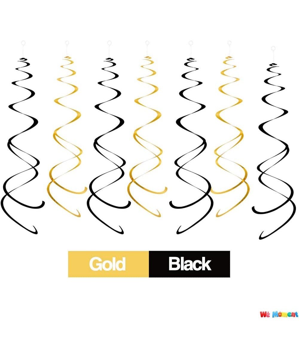 Black and Gold Hanging Swirls Party Swirl Ceiling Decoration-Pack of 20 - Black and Gold - C218STQMLK7 $6.39 Streamers