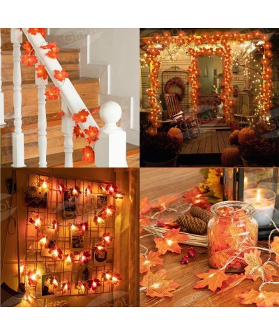 Thanksgiving Autumn Maple Light String 20 LED Light Fairy Light 8 Light Mode Switch (with Remote Control) 3AA Battery Powered...