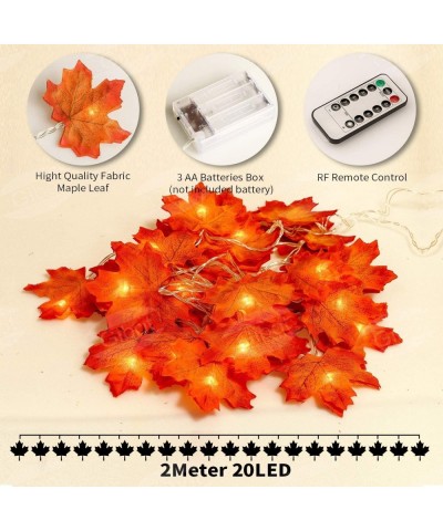 Thanksgiving Autumn Maple Light String 20 LED Light Fairy Light 8 Light Mode Switch (with Remote Control) 3AA Battery Powered...