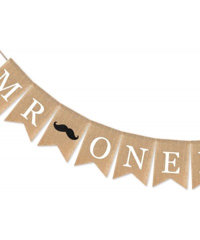 Burlap Mr Onederful Boy First Birthday Little Man Banner Mantel Fireplace Supplies Bunting Garland Decoration - C2198OUSCAY $...