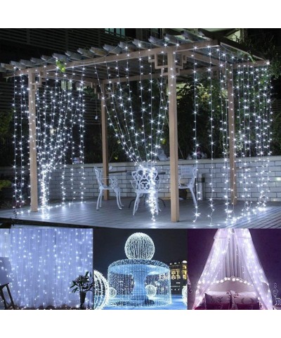 Curtain Lights Led Icicle Christmas String Fairy Wedding Lights 306led 9.8x9.8feet Window Curtain 8modes White Window Light D...