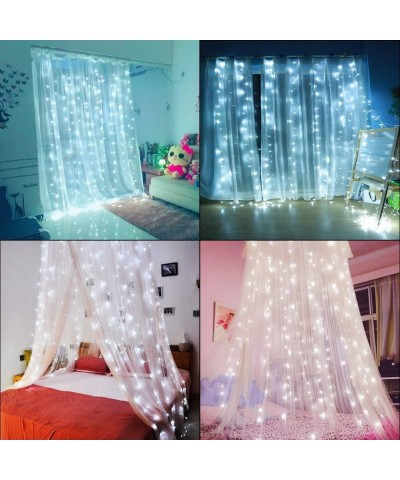 Curtain Lights Led Icicle Christmas String Fairy Wedding Lights 306led 9.8x9.8feet Window Curtain 8modes White Window Light D...