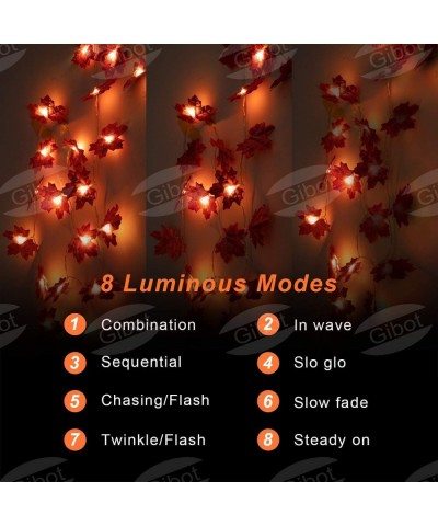 Thanksgiving Autumn Maple Light String 20 LED Light Fairy Light 8 Light Mode Switch (with Remote Control) 3AA Battery Powered...