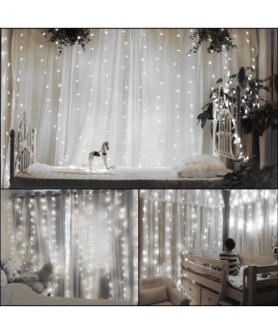 Curtain Lights Led Icicle Christmas String Fairy Wedding Lights 306led 9.8x9.8feet Window Curtain 8modes White Window Light D...