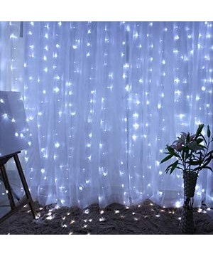 Curtain Lights Led Icicle Christmas String Fairy Wedding Lights 306led 9.8x9.8feet Window Curtain 8modes White Window Light D...