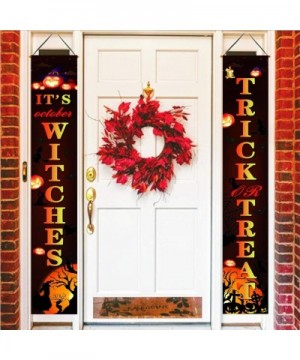 2Pcs Halloween Trick or Treat Banner Set Porch Decor Porch Sign Decorative Hanging Sign for Home Office Indoor Outdoor Welcom...