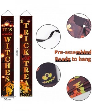 2Pcs Halloween Trick or Treat Banner Set Porch Decor Porch Sign Decorative Hanging Sign for Home Office Indoor Outdoor Welcom...