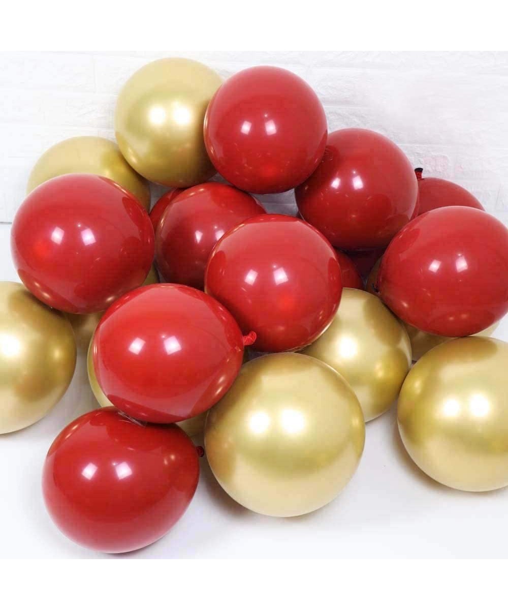 60packs-12inch Metallic Chrome Gold and 10 inch Ruby Red Balloon(Black Balloon Inside) for Valentine Day Wedding Birthday Par...