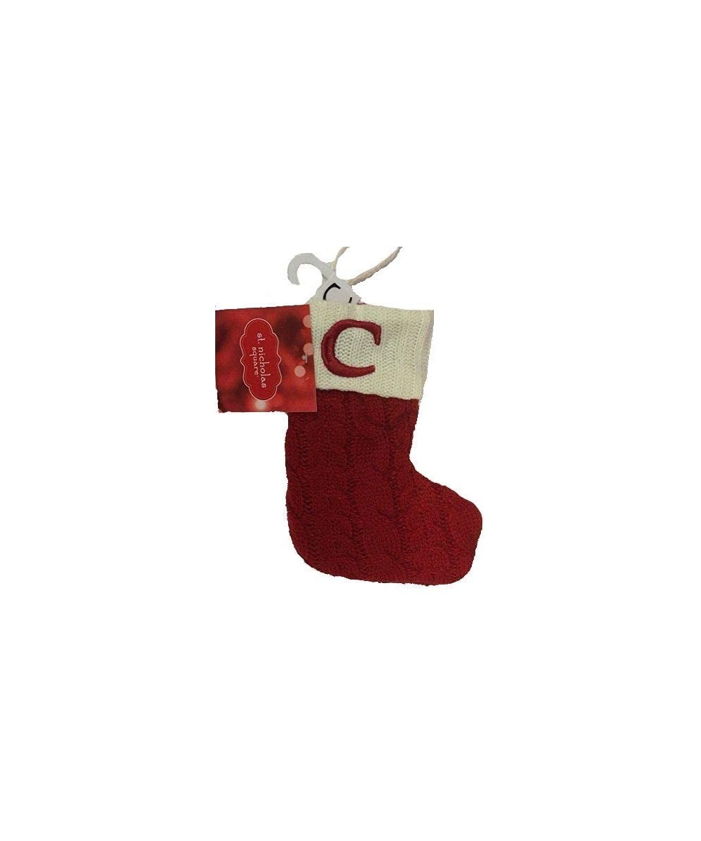 Mini 7-in Knit Monogram Christmas Stocking- Letter C - CL12NRU7KMX $7.92 Stockings & Holders