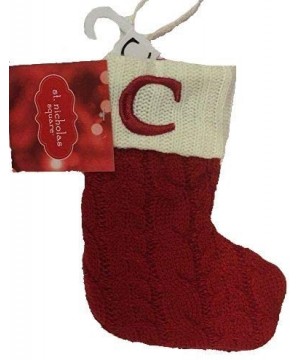 Mini 7-in Knit Monogram Christmas Stocking- Letter C - CL12NRU7KMX $7.92 Stockings & Holders