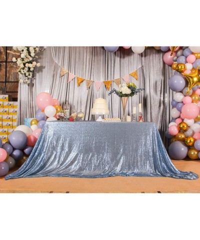 60" x 102" Baby Blue Sequin Tablecloth for Wedding- Baby Shower- Birthday- Banquet- Christmas- and Banquet. - Baby Blue - C51...
