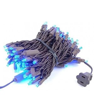 100 Light LED Christmas Mini Light Set- Outdoor Lighting Party Patio String Lights- Blue- Brown Wire- 34 Feet - Blue - C311PK...