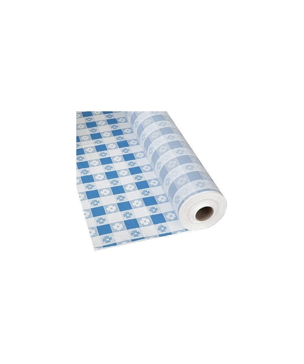 Plastic Party Banquet Table Cover Roll - 300 ft. x 40 in. - Disposable Vinyl Tablecloth (Blue Gingham) - Blue Gingham - CN182...