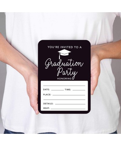 Graduation Invitations with Envelopes- 5x7-inch- Black- 24-Pack- Junior High School College University Masters PhD Grad Party...