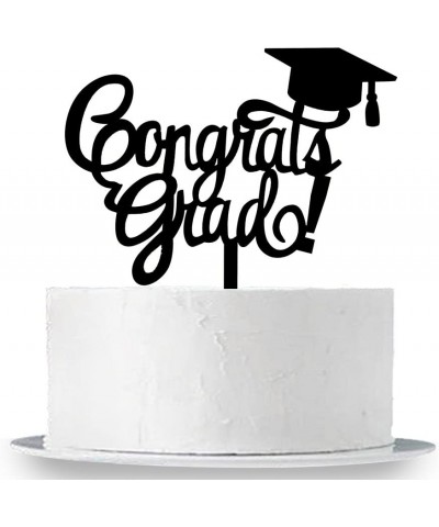 Congrats Grad Cake Topper - Black Acrylic Class of 2019 2020 Graduate Party Decorations Supplies - High School Graduation- Co...