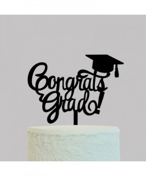 Congrats Grad Cake Topper - Black Acrylic Class of 2019 2020 Graduate Party Decorations Supplies - High School Graduation- Co...