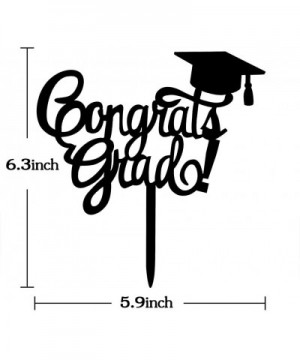 Congrats Grad Cake Topper - Black Acrylic Class of 2019 2020 Graduate Party Decorations Supplies - High School Graduation- Co...