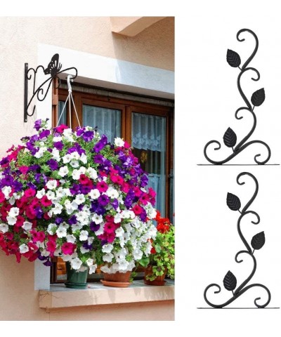 Mounted Iron Hanger Hook for Flower Pots- 2Pcs European Style Garden Decoration Ornament - Black - CA19KRKUT3G $12.79 Outdoor...