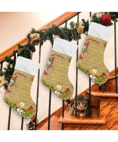 Vintage Christmas Bell Cardinal Christmas Stockings Xmas Birds Retro Large Personalized Xmas Socks Classic Rustic Stocking De...