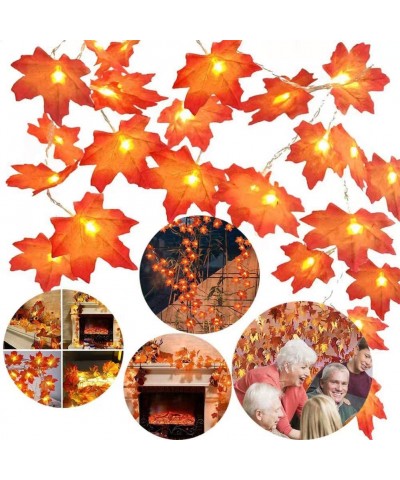 Thanksgiving Decoration Lighted Fall Garland- 20 LED 11 FT Maple Leaves String Lights Battery Operated- Thanksgiving Decor Fa...