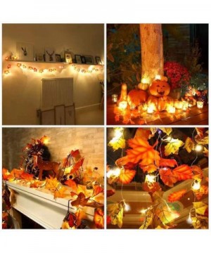 Thanksgiving Decoration Lighted Fall Garland- 20 LED 11 FT Maple Leaves String Lights Battery Operated- Thanksgiving Decor Fa...