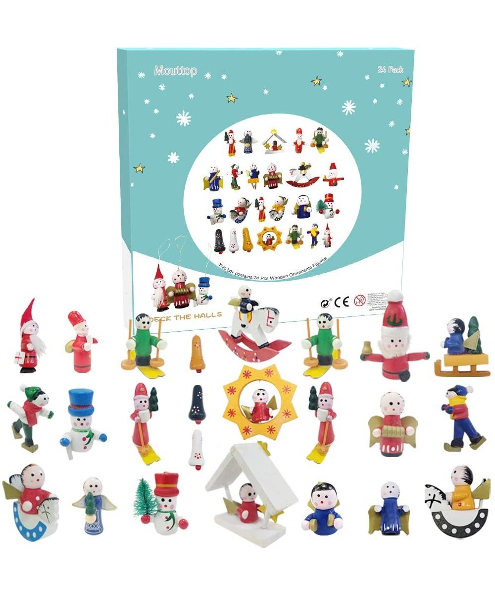 Advent Calendar 2020 kids -Wooden Charms Unique Style 24 Wood Ornament Figures Amusing Christmas Countdown - Fun Learning for...