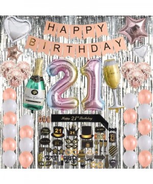 21st Birthday Decorations Party Supplies Kit - 21st Birthday Gifts For Her- Includes Perfect For Silver Fringe Foil Curtain- ...