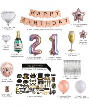 21st Birthday Decorations Party Supplies Kit - 21st Birthday Gifts For Her- Includes Perfect For Silver Fringe Foil Curtain- ...