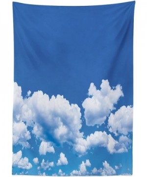 Landscape Outdoor Tablecloth- Floating Clouds in The Sky on a Sunny Day Summertime Natural Scene Picture Print- Decorative Wa...