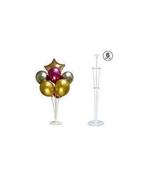 6 Balloon Stand Kit Largest Available Complete with 6 Flower Clips- Roll of Tape- Convenient Hand Pump. Makes Balloons Float ...