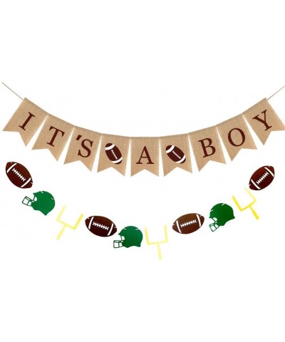 Sports Themed Baby Shower Party Supplies and Decorations For Boys-1 It's A Boy Rustic Burlap Banner-1 Football Helmet Garland...