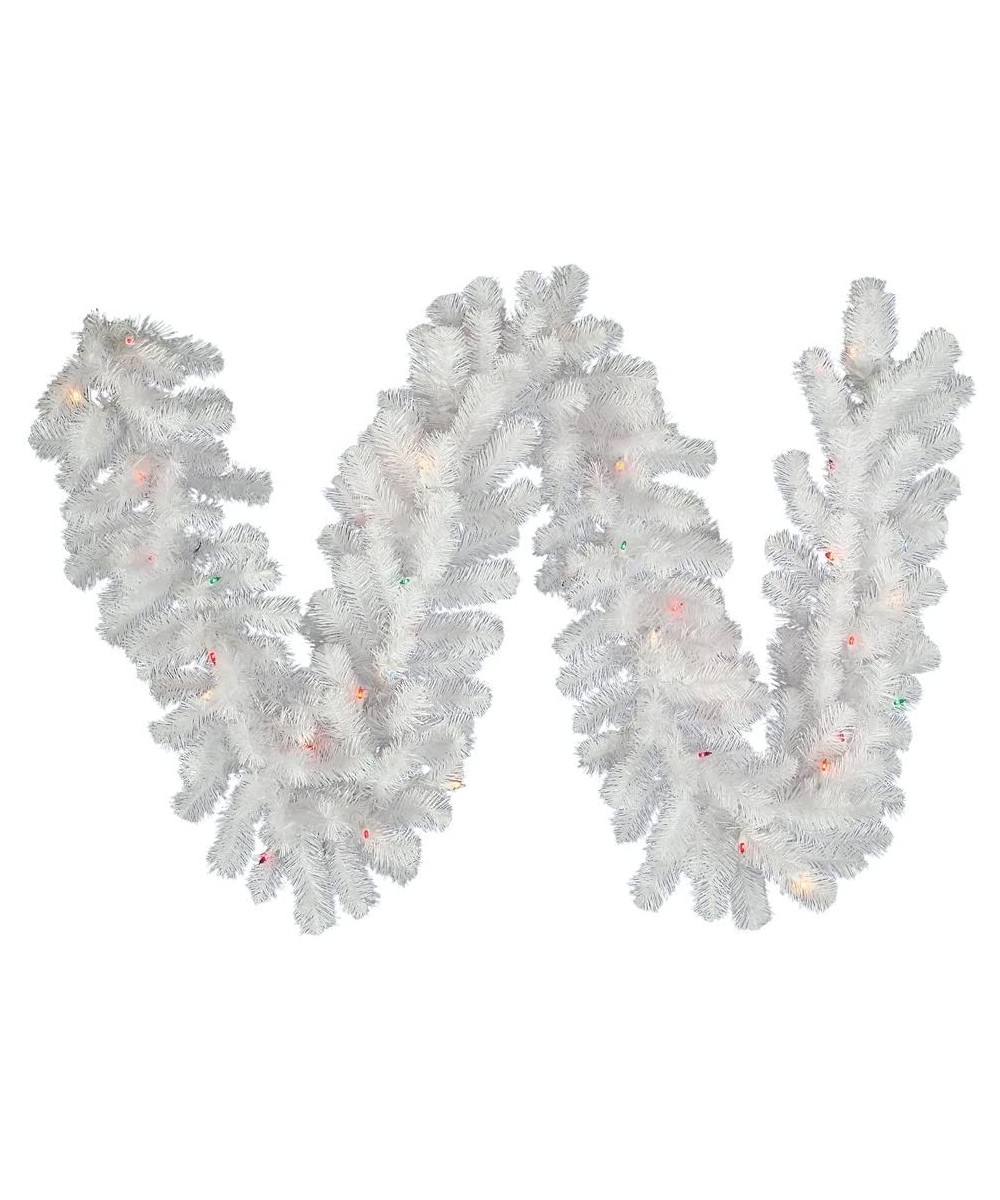 9' x 12" Crystal White Garland with 50 Multi-colored LED lights - Multi-colored Led Lights - CM11553Z5IL $33.35 Garlands