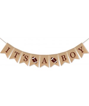Sports Themed Baby Shower Party Supplies and Decorations For Boys-1 It's A Boy Rustic Burlap Banner-1 Football Helmet Garland...