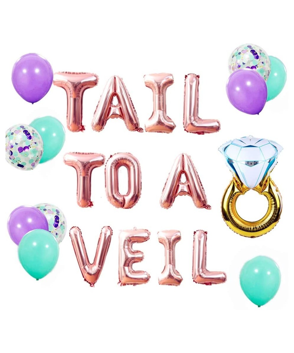 Set of 17 Tail to a Veil Balloons Tail to a Veil Banner Trading Tail for Veil Banner Mermaid Bachelorette Party Mermaid Bache...