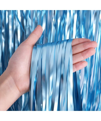 3 Pack Foil Curtains Metallic Foil Fringe Curtain for Birthday Party Photo Backdrop Wedding Event Decor (Pale Blue) - Pale Bl...