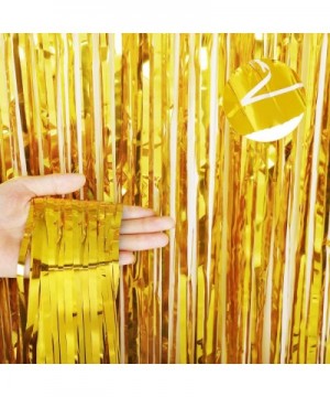 Gold Foil Fringe Curtains Backdrop- Metallic Tinsel Mylar Curtains Shimmer Curtain for Birthday Wedding Party Christmas Decor...