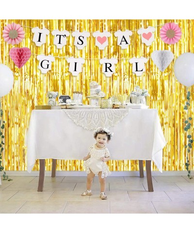 Gold Foil Fringe Curtains Backdrop- Metallic Tinsel Mylar Curtains Shimmer Curtain for Birthday Wedding Party Christmas Decor...