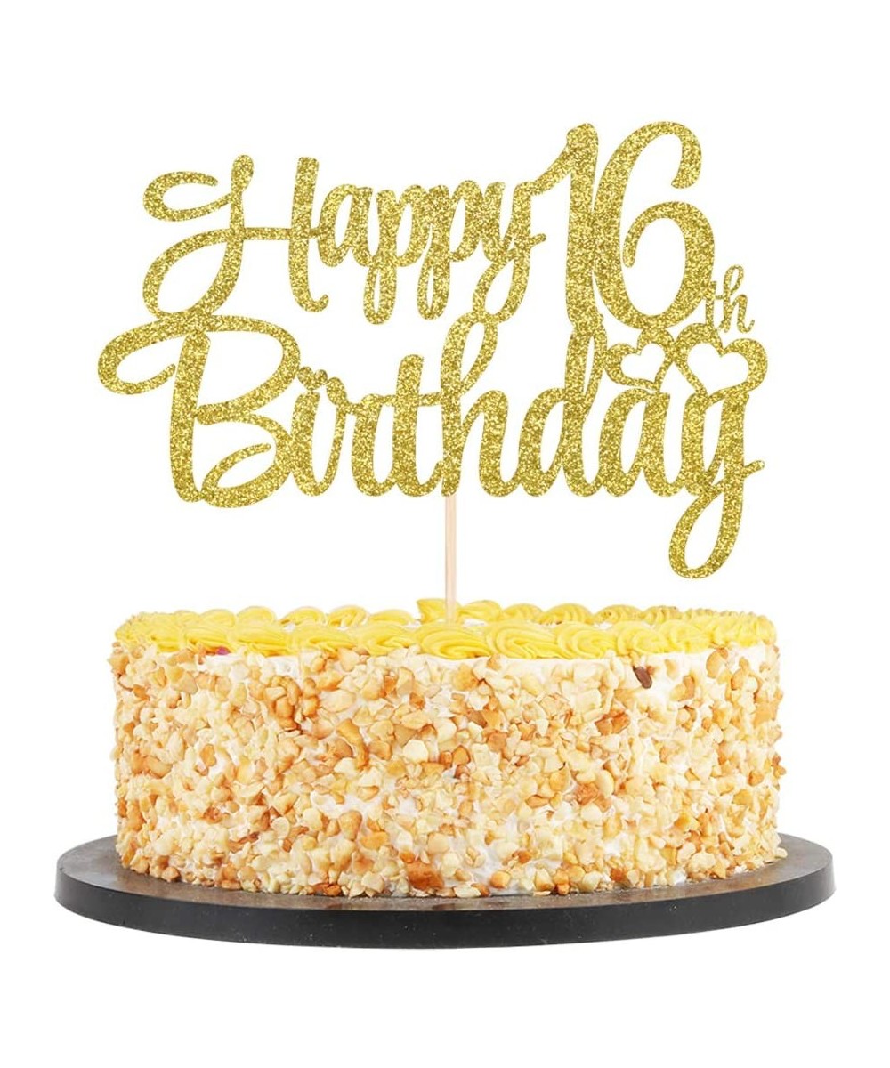 Golden Glitter 16 Happy Birthday Cake Topper - Birthday Party Decorations Supplies (16) - 16 - C019HQ4OOTY $6.98 Confetti