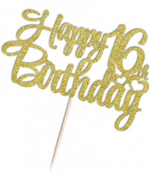 Golden Glitter 16 Happy Birthday Cake Topper - Birthday Party Decorations Supplies (16) - 16 - C019HQ4OOTY $6.98 Confetti