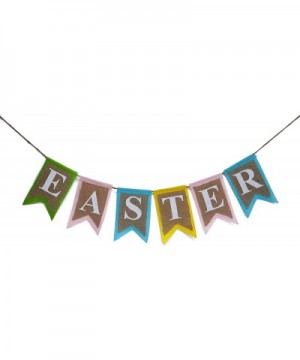 Easter Banner - 72" Burlap Felt on Jute String Rustic Easter Flag Garland for Home Indoor or Outdoor Decoration - CH17Y7KC0Z6...