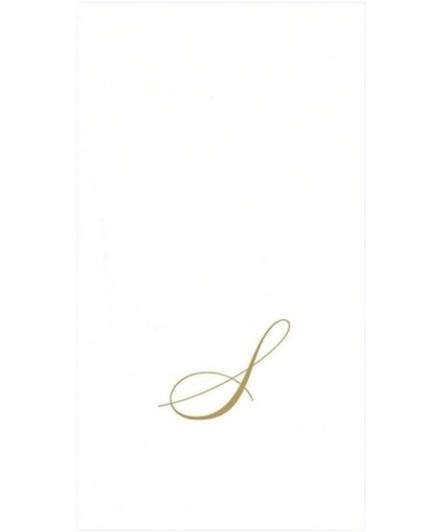 White Pearl & Gold Paper Linen Boxed Guest Towel Napkins in Letter S - Pack of 24 - S - CE1190N50RN $22.81 Tableware