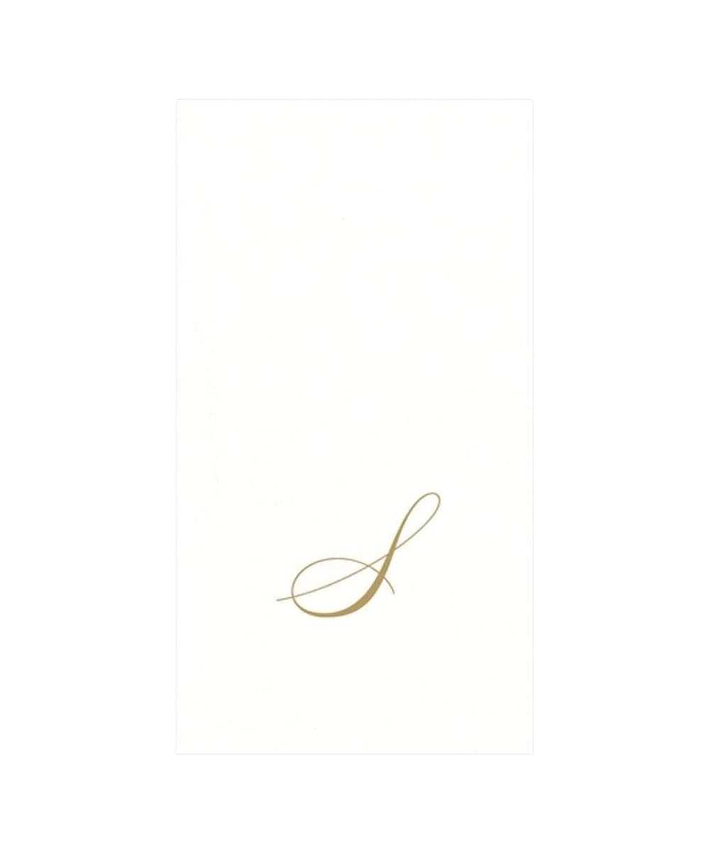 White Pearl & Gold Paper Linen Boxed Guest Towel Napkins in Letter S - Pack of 24 - S - CE1190N50RN $22.81 Tableware