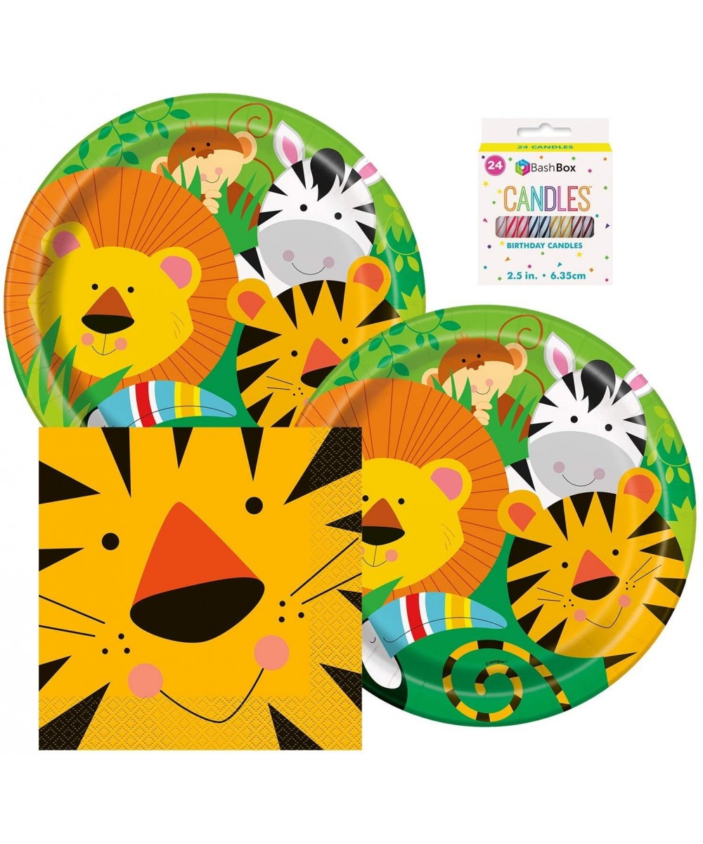 Zoo Animal Jungle Safari Birthday Party Supplies Pack Including Plates and Napkins for 16 Guests Plus BONUS Candles - CE195SH...