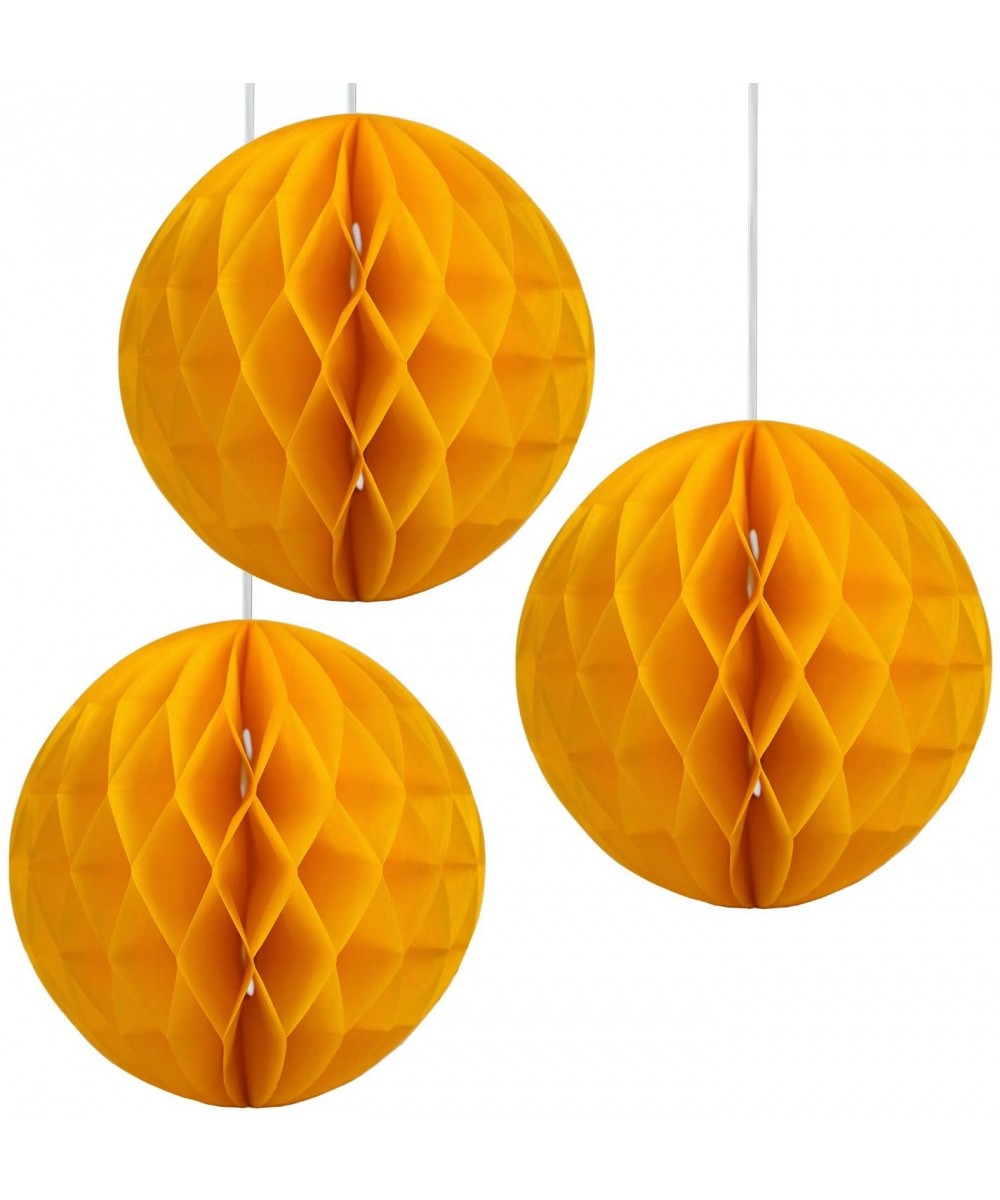 Set of 3 - 8" GOLDEN YELLOW Tissue Paper Honeycomb Ball Pom Pom Flower Hanging Home Decoration Party Wedding - CV17YLOCODX $7...