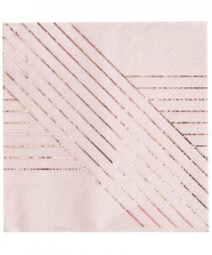Pale Pink with Rose Gold Striped Cocktail Paper Napkins- Pack of 60 - Birthday- Wedding- Showers- Party Napkins - CN18D77NR2K...