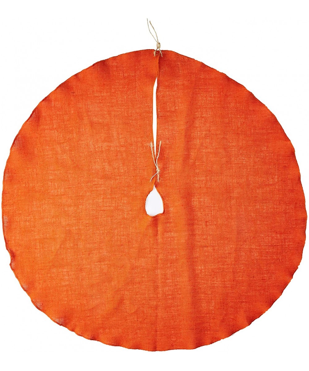 Round Burlap Skirt Christmas Tree Decor- 40"- Orange- Inch - Orange - C812N8ONRWC $30.45 Tree Skirts